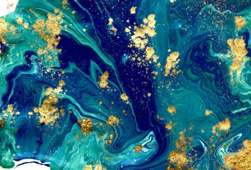 Marbled blue abstract background. Liquid marble pattern. Marbling acrylic tex... - 901154604