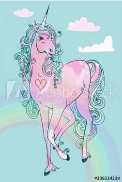 pink cartoon fairytale unicorn - 901154665