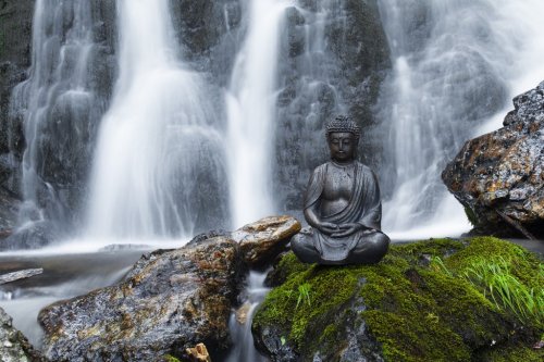 Buddha Statue with waterfall - 901154794