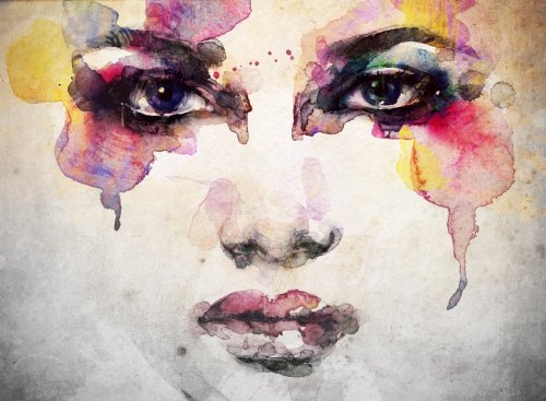 woman portrait .abstract watercolor .fashion background - 901154896