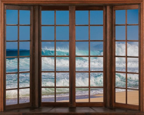 Beautiful view of sea from the window. Window Views with relaxing sounds of w... - 901154964