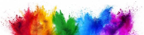 colorful rainbow holi paint color powder explosion isolated white wide panora... - 901155059