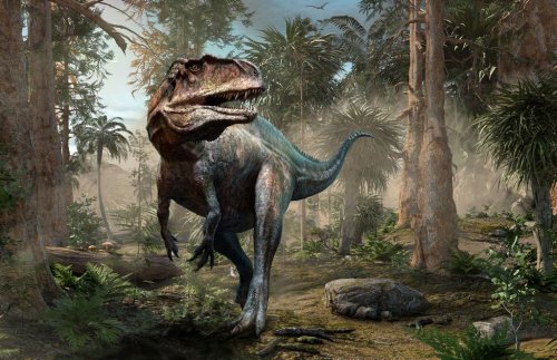 Acrocanthosaurus forest scene 3D illustration - Dinosaure - 901155071