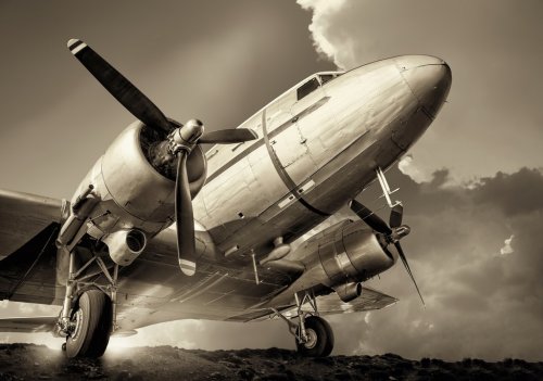 Historical aircraft against a cloudy sky - 901155226