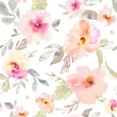 Seamless, Repeating Watercolor Flower Background Pattern. Repeating Fashion D... - 901155265