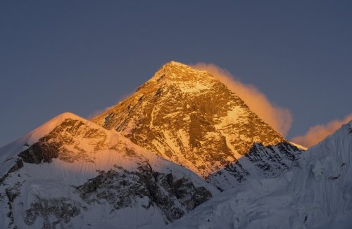 Everest summit or peak at sunset or sunrise - 901155378