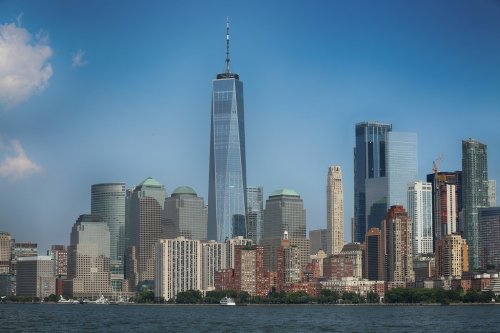 New York City Manhattan aerial view from Liberty island - 901155404