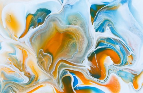 abstract background mixing bright acrylic paints, fluid art - 901156111