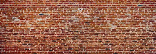 Panoramic rugged old red brown bricks wall. texture background - 901156236