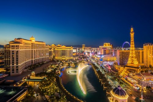 aerial Las Vegas at night - 901156382