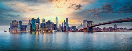 New York city sunset panorama - 901156387