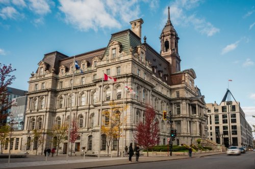 Historical landmark Montreal City Hall during fall season in Montreal, Quebec... - 901156388