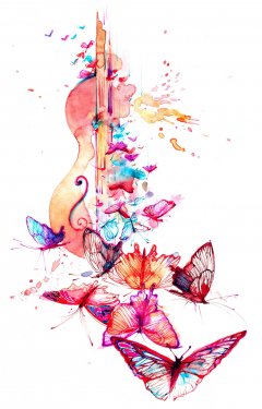 Musique violon avec papillons - 901156650