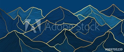 landscape wallpaper design with mountain line arts, luxury background design