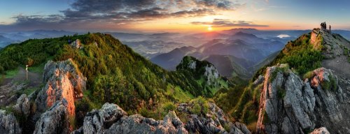 Mountain valley during sunrise. Natural summer landscape in Slovakia - 901156859