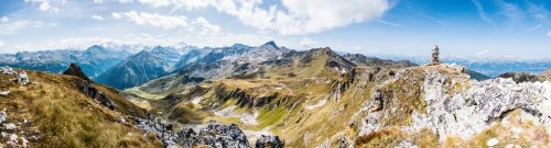 Alpenpanorama Wallis mit Steinpyramide, Alpen im Valais, la Brinta, von Verco... - 901156860