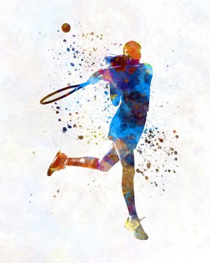 Woman tennis player in watercolor