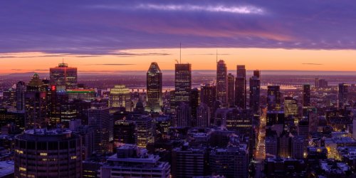 Montreal city during dawn under awsome lights - 901156955