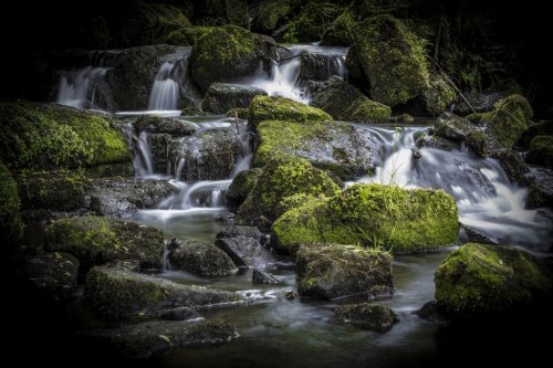Waterfall in the Lumsdale Valley, Matlock, Derbyshire, Peak District, England - 901157581