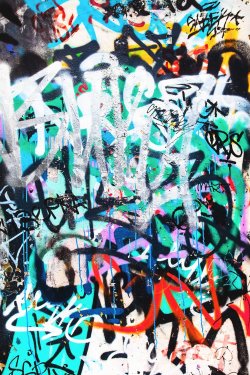 Closeup of damaged colorful urban wall texture - 901157593