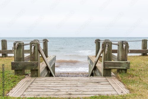 Access to the beach at Havre Aubert in the Magdalen Islands (Iles-de-la-Madel... - 901157720