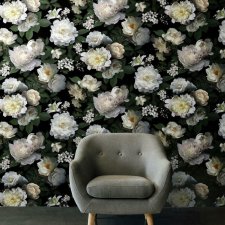 Black Photographic Floral - Peel and Stick Mural - 4 Panels - 6' x 10' (60 sq. ft.) - Price per mural