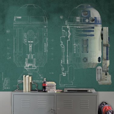 STAR WARS R2-D2  - Vaporisez et coller - 5 panneaux - 7.5' x 6' (45 sq. ft.) - Prix pour une murale