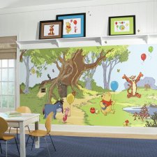 POOH & FRIENDS - Spray and Stick Wallpaper - 7 Panels - 10.5' x 6' (63 sq. ft.) - Price per mural