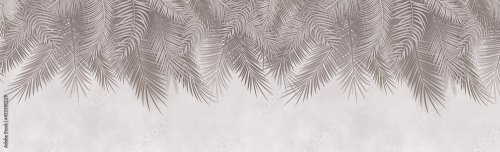 Palm leaves, palm branches, abstract drawing, tropical leaves. - 901157832