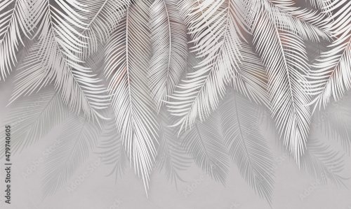 white exotic palm leaves background - 901157830