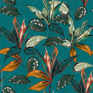 Retro Tropical forest botanical Motifs scattered random. Seamless vector texture Floral pattern in the many kind of wild plants Printing with in hand drawn style