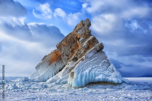 Paysage d'hiver de l'île d'Olkhon Baïkal, russie saison d'hiver vue sur le la... - 901157735