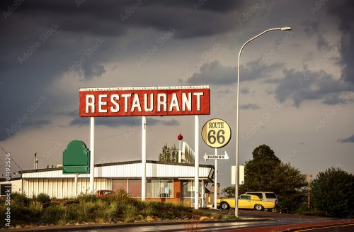 Restaurant sign along Route 66 - 901157902