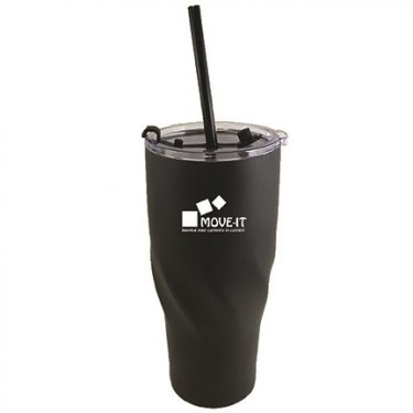 Twister 700ml vacuum stainless steel tumbler w/clear lid and straw