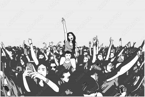 Illustration d'une foule durant un festival s'amusant au concert - 901158035