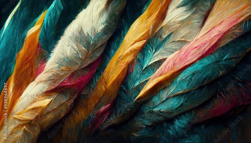 Abstract bright feathers background. Artificial Intelligence generated detail... - 901158134