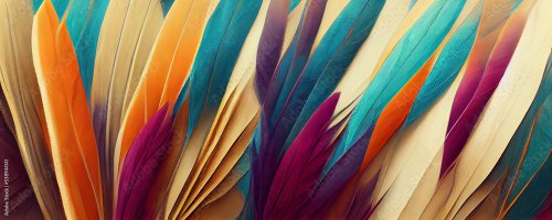 Illustration vintage de plumes colorées - 901158133