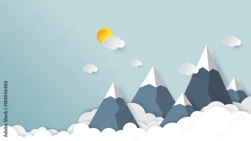 Clouds, mountains and sky background - 901158149