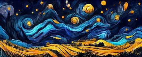 Background illustration inspired by the painting of Vincent Van Gogh - Moonli... - 901158167