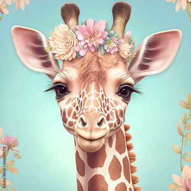 Portrait d'un bébé girafe style boho