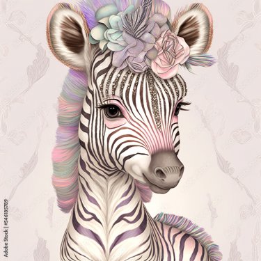Boho Baby Zebra Portrait