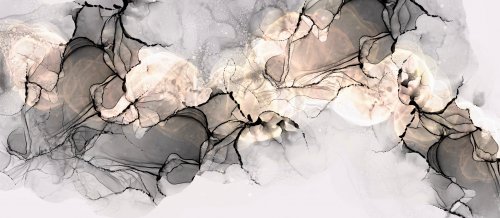 Elegant hand drawn art with grey and beige colours, alcohol ink background - 901158273