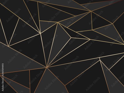 Polygon and Triangles artistic geometric with gold (non-metallic print) line - 901158277
