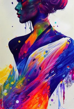 Stunning colorful illustration of a female silh...