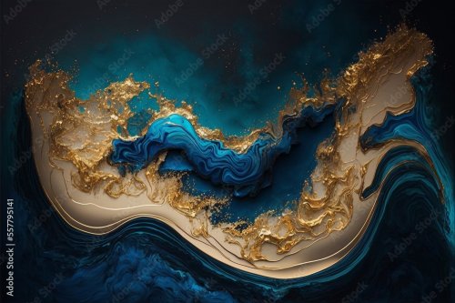 Conception abstraite d'onyx de marbre artistique effet océan - 901158279