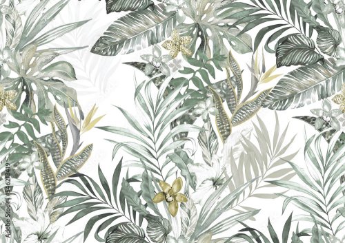 Botanical plants tropical seamless pattern - 901158370