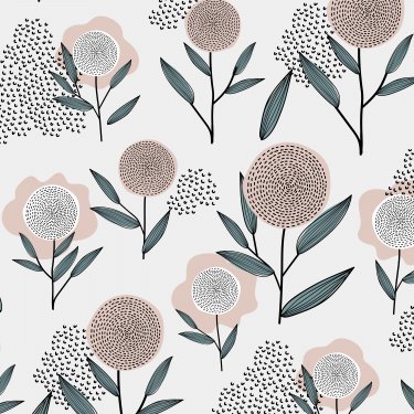 Motif de fleurs géométriques style doodle - 901158335