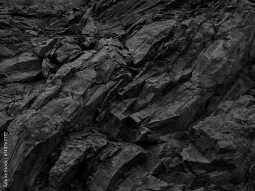 Black rock background. Dark gray stone texture - 901158373