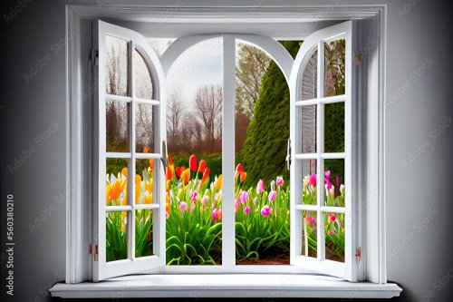 Fenêtre ouverte sur le jardin - 901158421