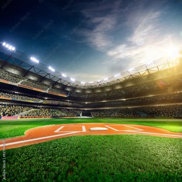 Professional baseball grand arena in sunlight - 901158424